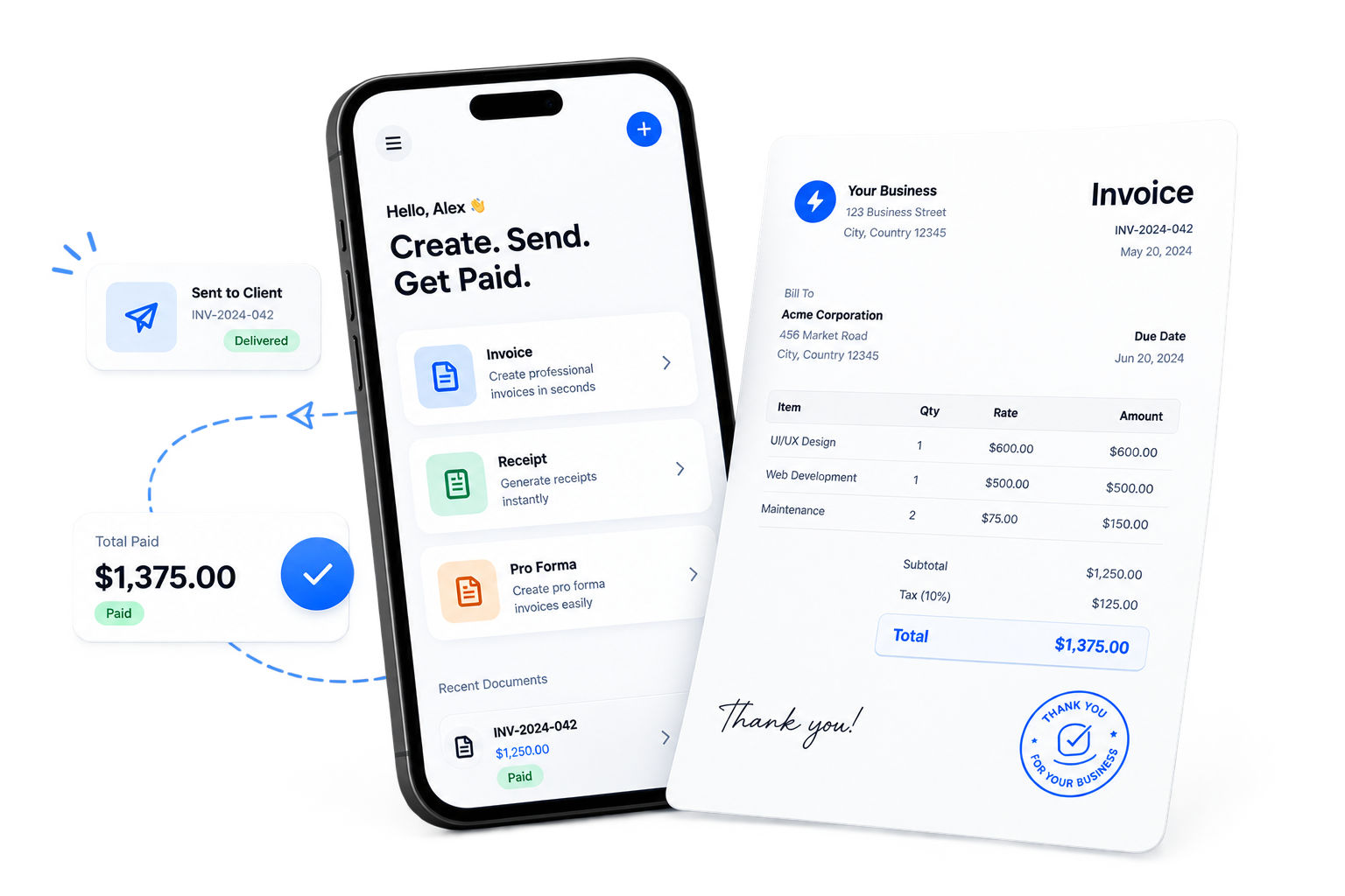 Invvora invoice and mobile payment illustration